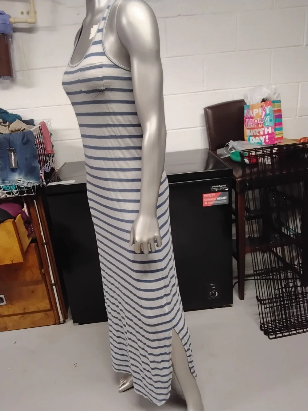 Free Peopel Beach Striped Blue and White Maxi Tank Dress